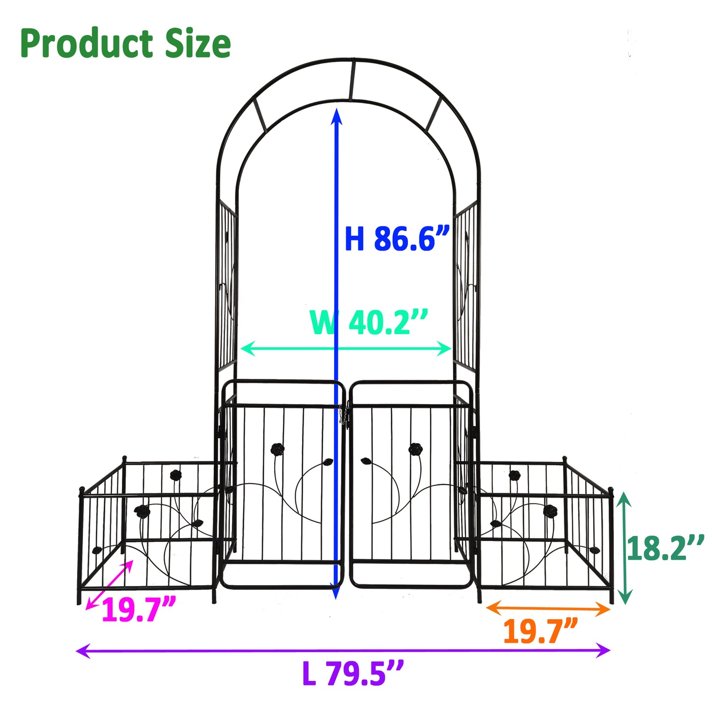 Metal Garden Arch With Gate 79.5  Wide X 86.6  High Climbing Plants Support Rose Arch Outdoor Black