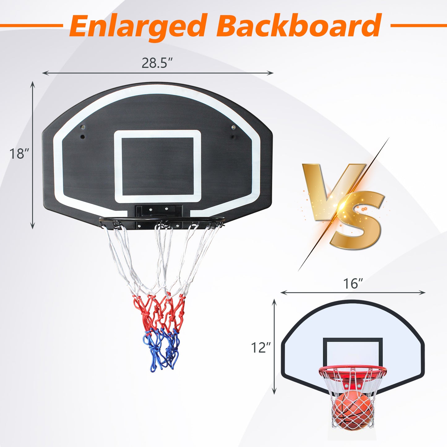 Wall-mounted Basketball Hoop, 28.5 X 18 Inches Shatterproof Back, Folding Hoop, Durable Hoop And All-weather Mesh For Indoor And Outdoor Use