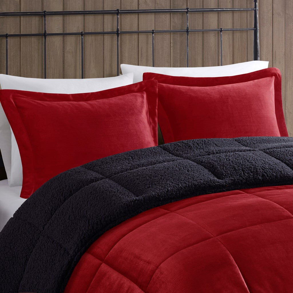 Full Queen Plush To Sherpa Down  Comforter Set