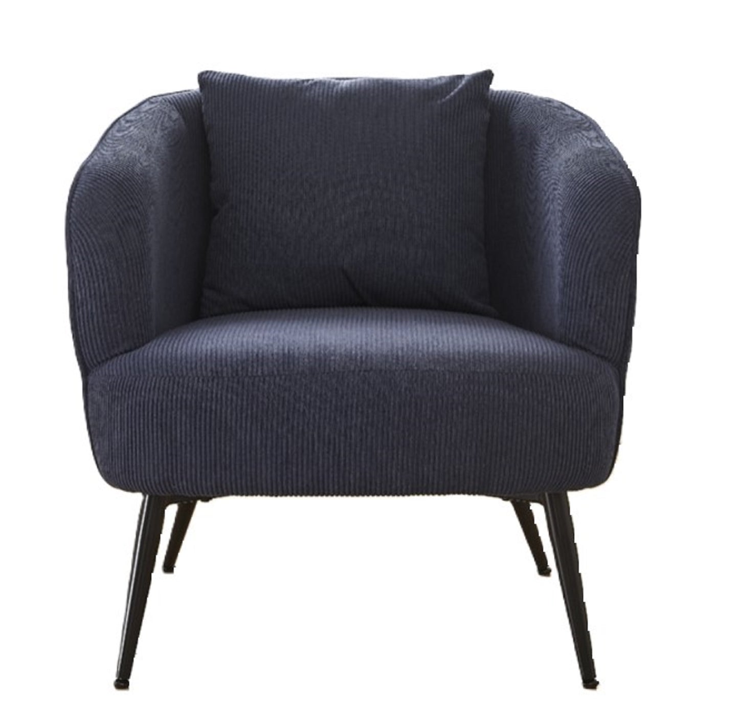 Velvet Accent Chair With Pillow, Modern Upholstered Armchair With Metal Legs, Comfy Barrel Chair For Living Room Bedroom
