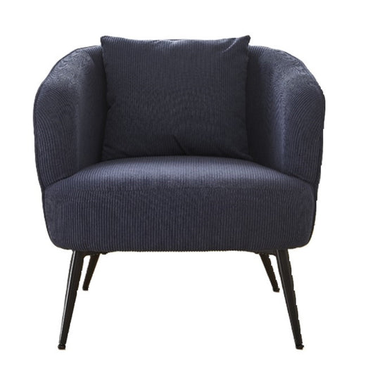 Velvet Accent Chair With Pillow, Modern Upholstered Armchair With Metal Legs, Comfy Barrel Chair For Living Room Bedroom