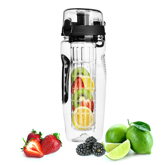 3 Color Options - 1Pc Fruit Infuser Water Bottle For Sport And Outdoor 32OZ Juice Shaker Sport With Flip Top Lid Anti-Slip Grips For Office Home Sport Running Walking Hiking
