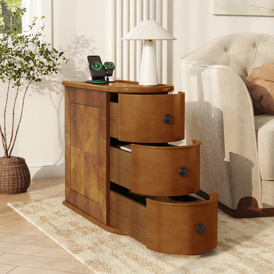 End Table With Charging Station, Sofa Side Table With Drawers, No Assembly Required, Expect Arrival Date 2025 5 27