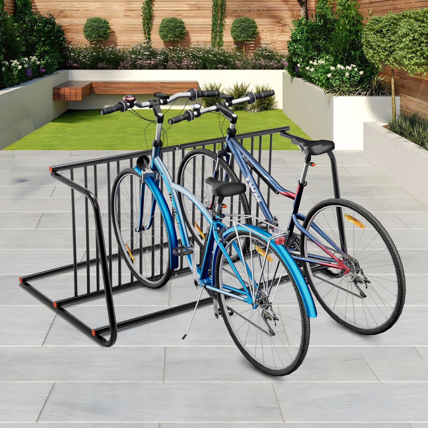 10 - Bike Floor Bike Rack, Easy - Assembly Modern Metal Double - Sided Commercial Grid Bicycle Floor Storage Solution, Sleek Freestanding Bike Organizer For Garages, Streets, Storefronts & Schools