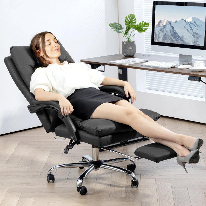 Vinsetto Massage Office Chair With Heat Function, Computer Desk Chair With Footrest Swivel Wheels, Black