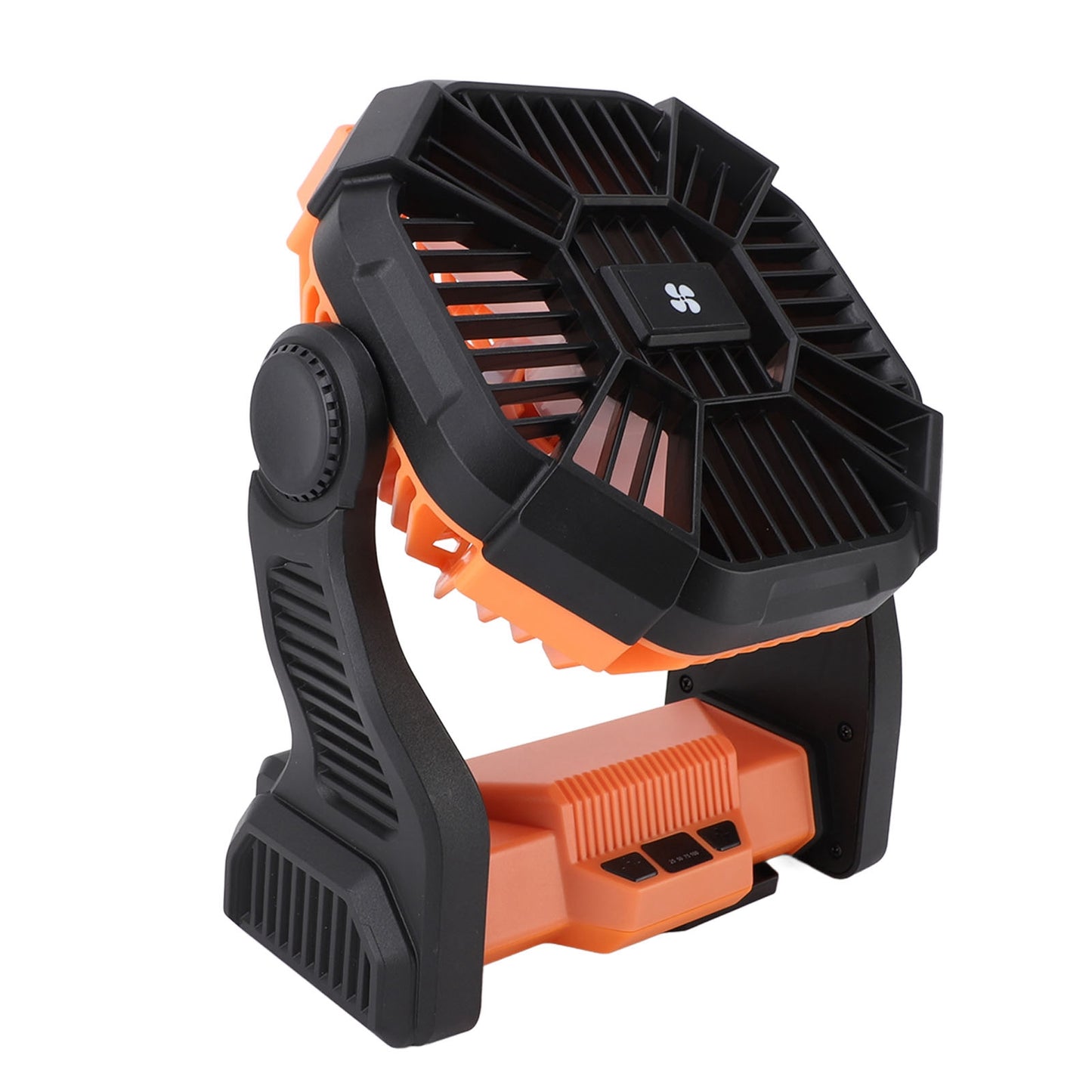 Outdoor Camping Fan Professional Efficient USB Rechargeable Tent Fan Camping Fan With LED Lantern For Camping Outdoor Orange