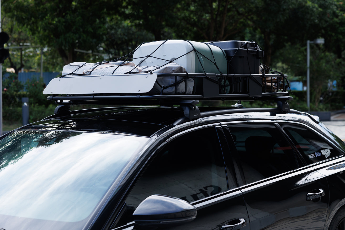 64 X 39 X 6 Inch Universal 250LB Heavy Duty Roof Rack Cargo With 500D PVC Waterproof Cargo Bag, Car Top Luggage Holder Carrier Basket For SUV, Truck Or RV Camping Storage Steel Construction