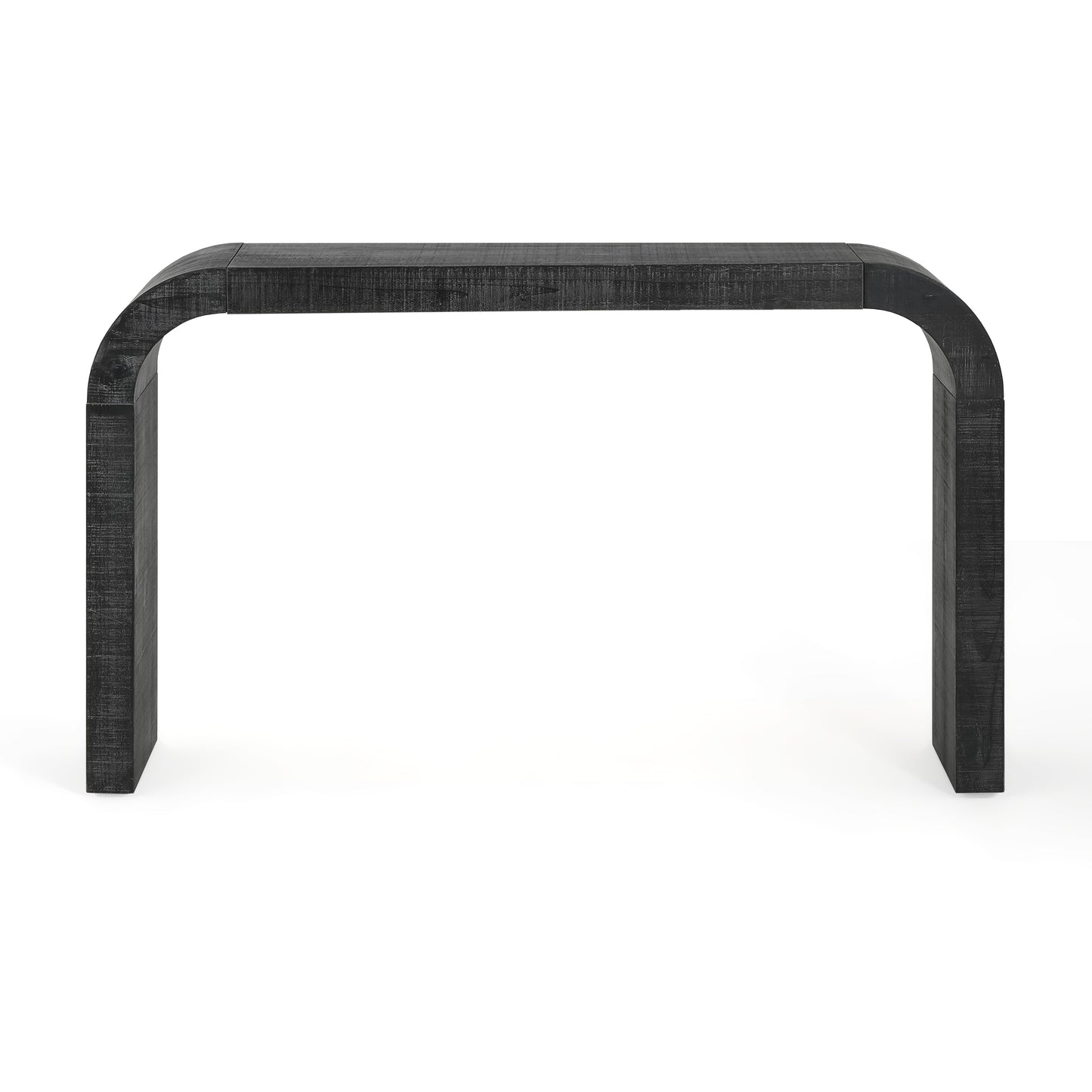 52  Wood Console Table With Curved Edge, Natural Texture, Perfect For Entryways And Living Rooms