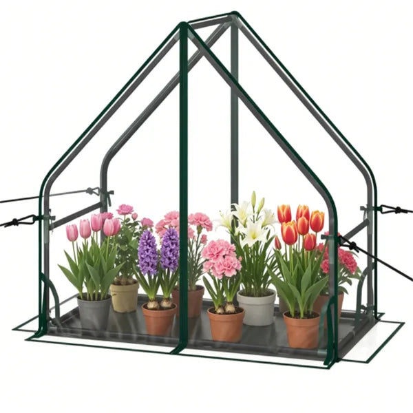36' X 20' X 34' Ortable Mini Greenhouse With PE Bottom Mat, Waterproof Clear PVC Plant Grow Tent With Metal Frame, Wind Resistant Outdoor Green House For Garden Balcony