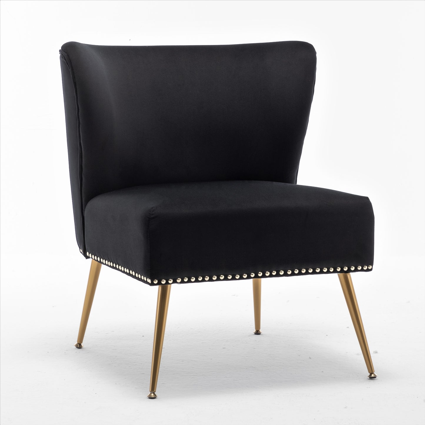Printed Cloth Accent Chair, Armless Slipper Chair With Metal Legs, Modern Upholstered Side Chair For Living Room Bedroom Small Spaces