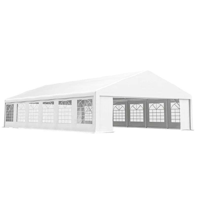Outsunny 23' X 39' Large Outdoor Carport Canopy Party Tent With Removable Protective Sidewalls & Windows, White
