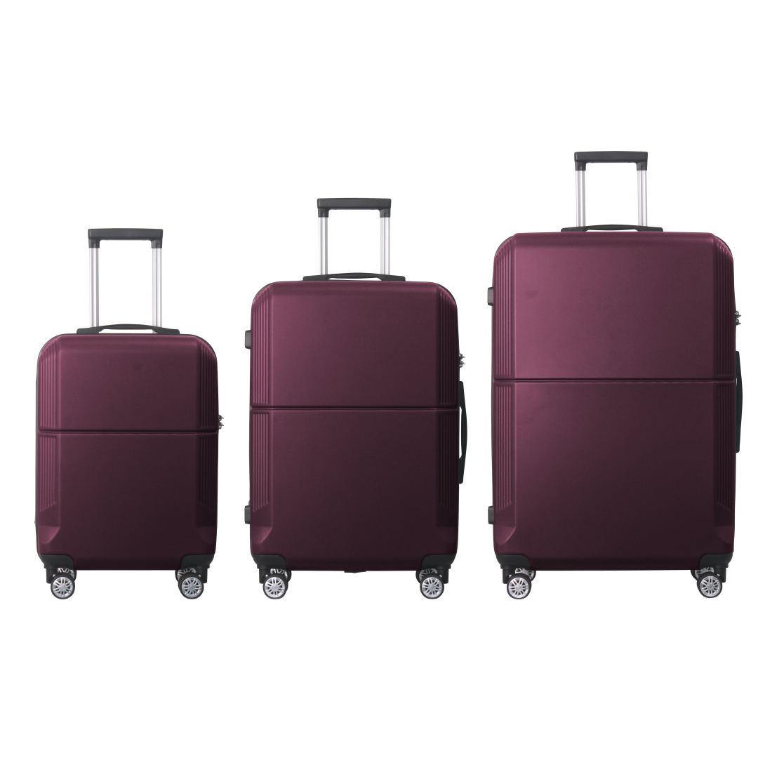 PURPLE 3-Piece Premium ABS Luggage Set-20, 24, And 28 Suitcases With Multi-Position Handle, Silent Spinner Wheels, And TSA-Approved Lock-Durable, Stylish, And Spacious Travel Gear