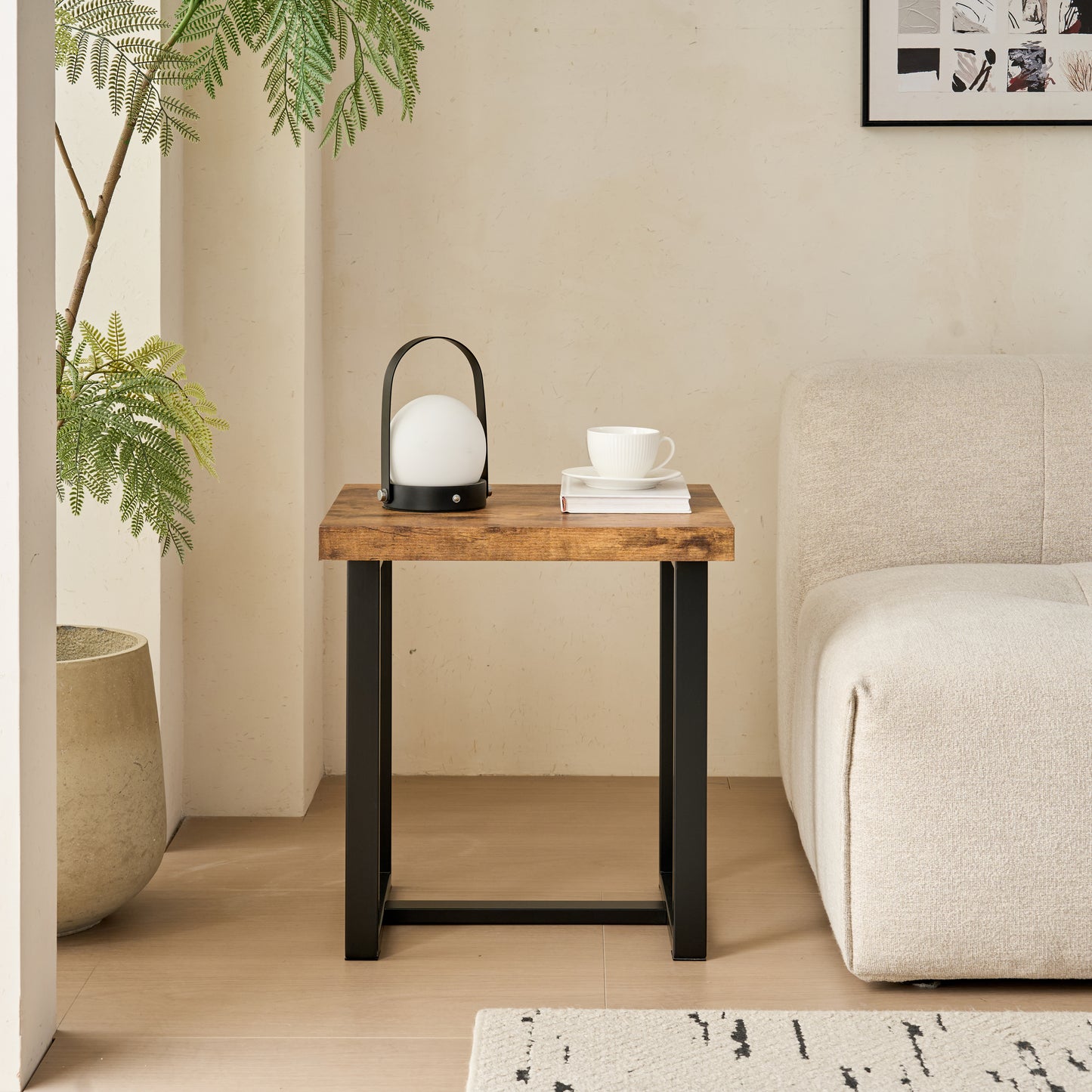 Walnut Night Stand,MDF SideTable, Small Tea Table, Sofa Table With Metal Leg