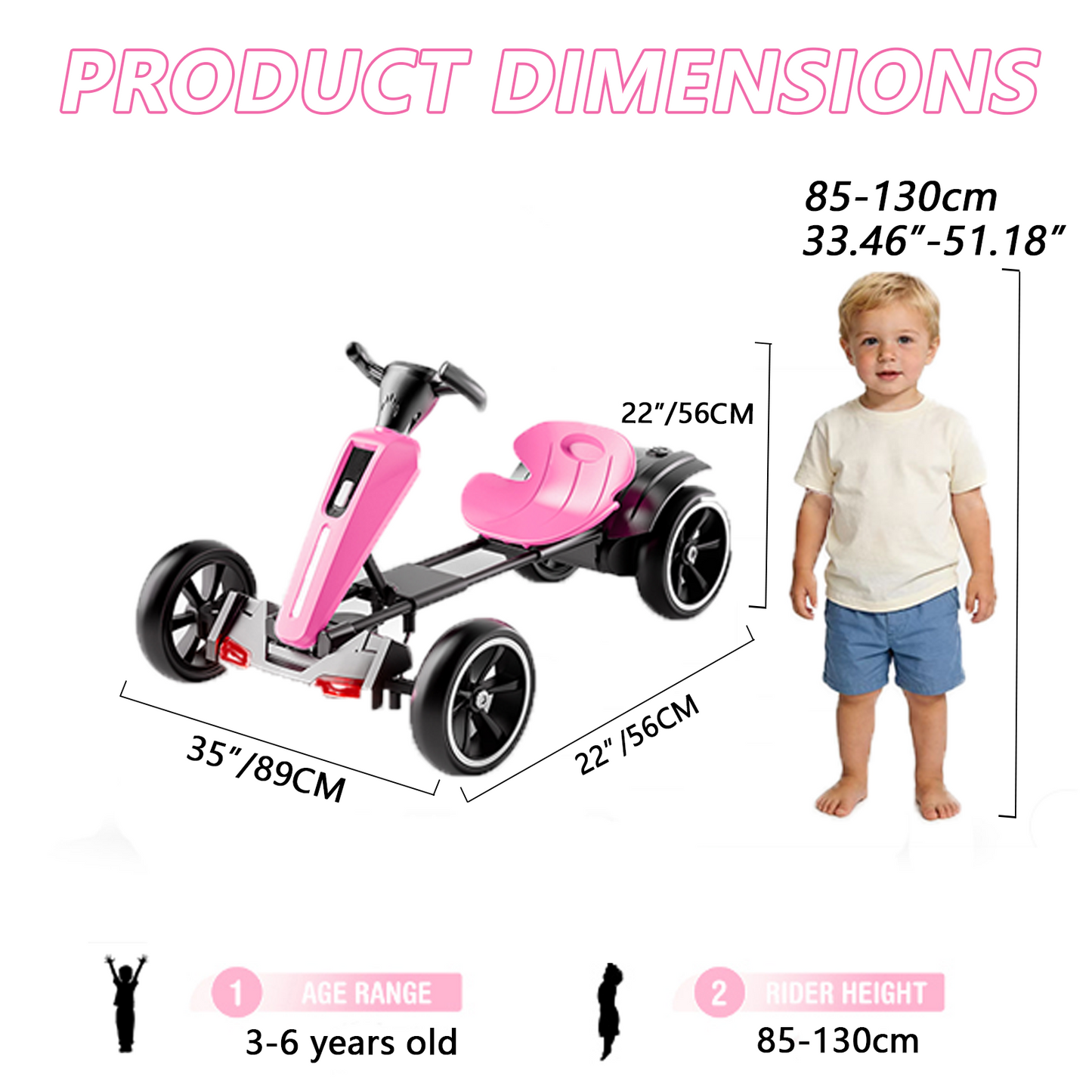 12V Electric Kids Pedal Go Kart, Folder Go Kart, Outdoor Ride On Toy With Adjustable Seat, 4 Non-Slip EVA Wheels For Boys And Girls For Age 3-6 Years Old