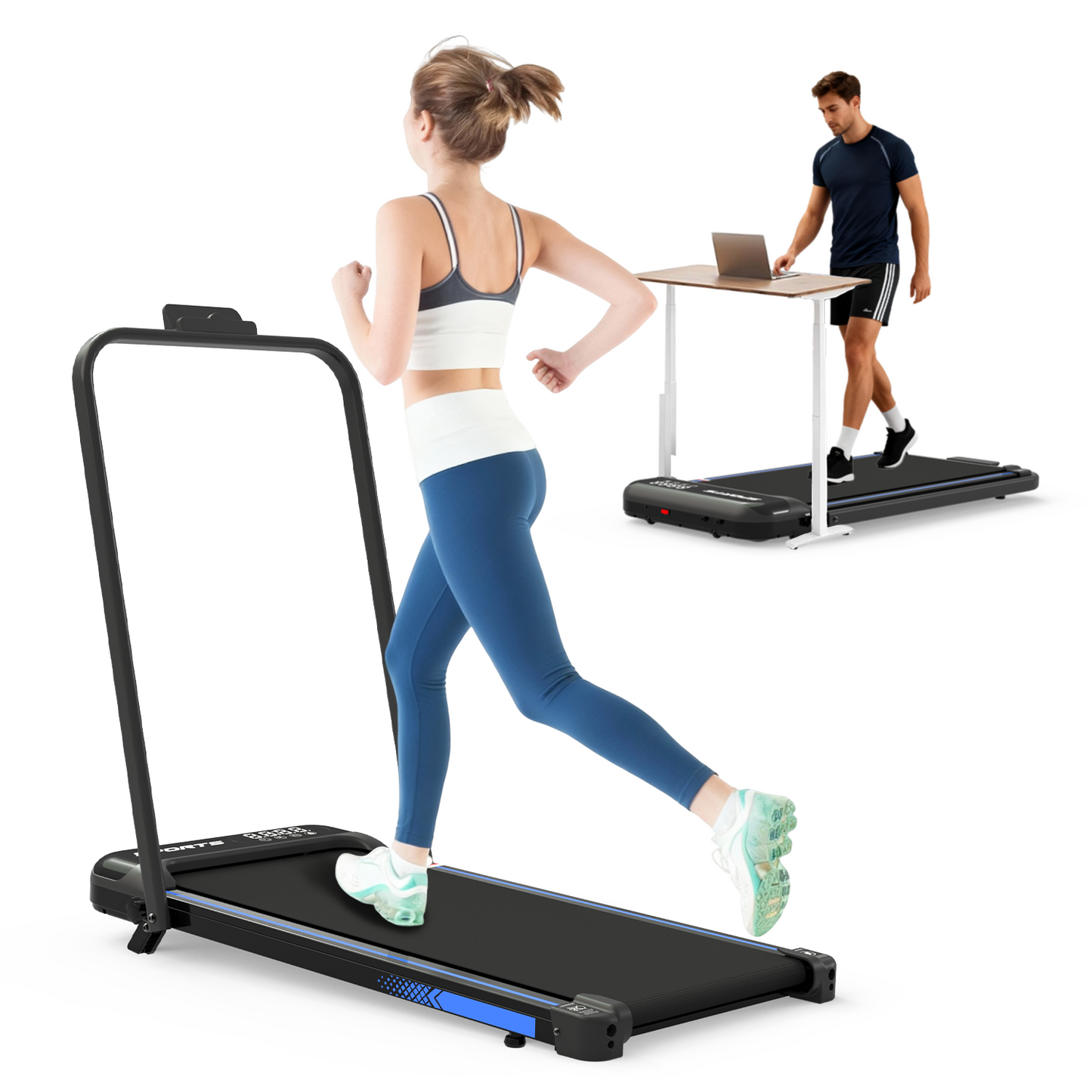 3 In 1 Under Desk Treadmill With Incline,Foldable Treadmills For Home, Walking Pad With Handle Bar For Walking And Jogging, With Remote Control & LED Display
