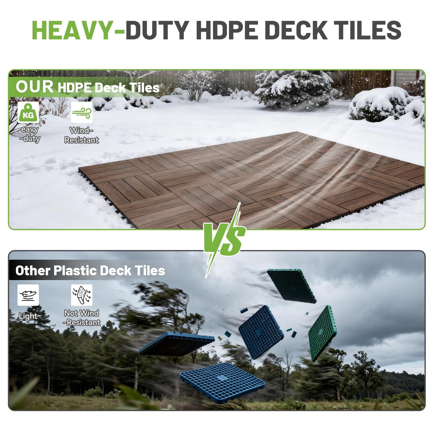 44 Pcs Interlocking Deck Tiles, 12   X 12   HDPE Outdoor Flooring, Patio Flooring Outdoor Waterproof, Deck Tiles Outdoor Waterproof For Deck Garden Poolside, All Weather Use -Dark Brow