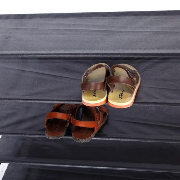 Simple Assembly 5 Tiers Non-woven Fabric Shoe Rack With Handle Black RT
