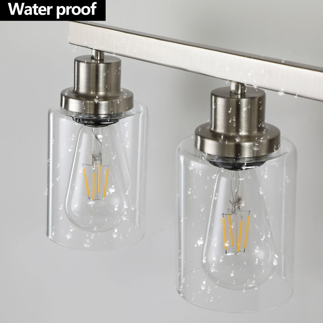 51  Modern 8-Light Bathroom Vanity Light Fixture - Brushed Nickel Finish With Clear Glass Shades, Perfect For Bathroom, Vanity, And Dressing Area Lighting  No Bulbs