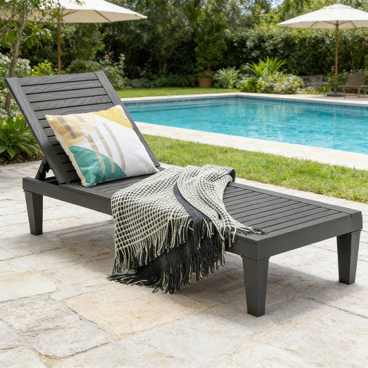 Outdoor Chaise Lounge Chair With 5 Positions Adjustable Backrest For Using In Your Patio, Garden, Backyard, Poolside, Etc