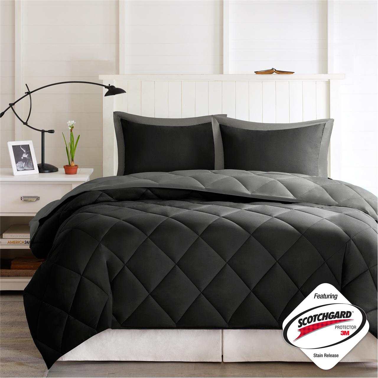 Twin Twin XL 3 M Scotchgard Diamond Quilting Reversible Down Comforter Set
