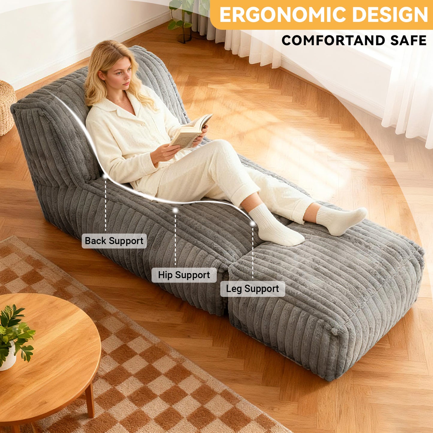 ZDFK-QIANHUI Modular Floor Chaise Lounge - Convertible Sofa Bed For Multi-Scene Relaxation