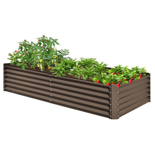 8x4x1.5 Ft Galvanized Raised Garden Bed, Outdoor Planter Garden Boxes Large Metal Planter Box For Gardening Vegetables Fruits Flowers,Brown