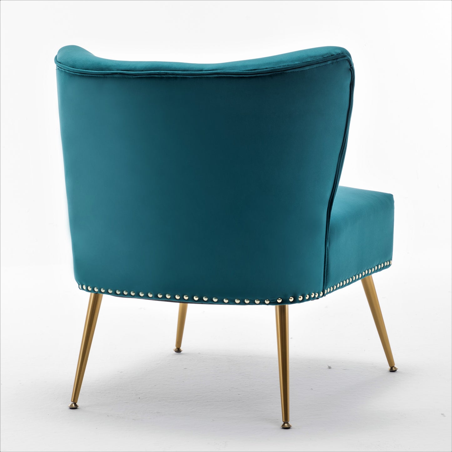 Printed Cloth Accent Chair, Armless Slipper Chair With Metal Legs, Modern Upholstered Side Chair For Living Room Bedroom Small Spaces