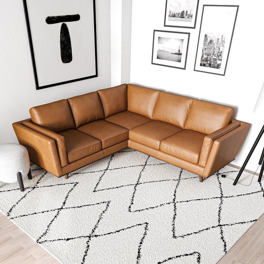 Erman Tan Leather Corner Sofa