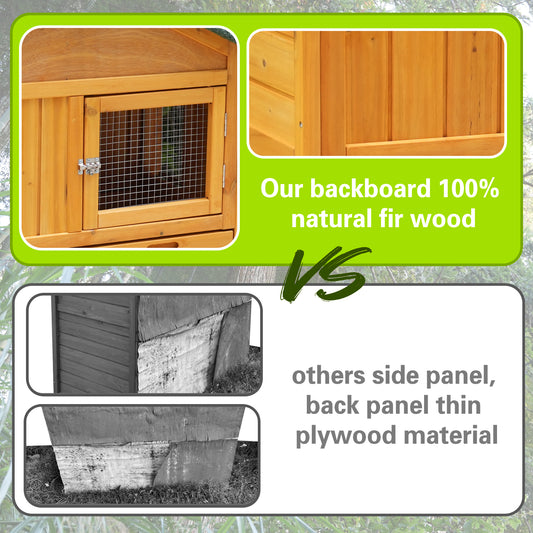 82inches Extra Large Wood Rabbit Hutch Outdoor Easy To Assemble And Stable Bunny Cage Indoor With Cleaning Tray & Waterproof Roof For Small And Medium Bun,Removable Waterproof And Sun Protection Cover