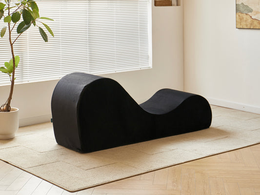 Solace Chaise Lounge Chair Relaxation, Ergonomic Design With Soft Yet Firm High-Density Foam Core, Removable Machine-Washable Cover, Black