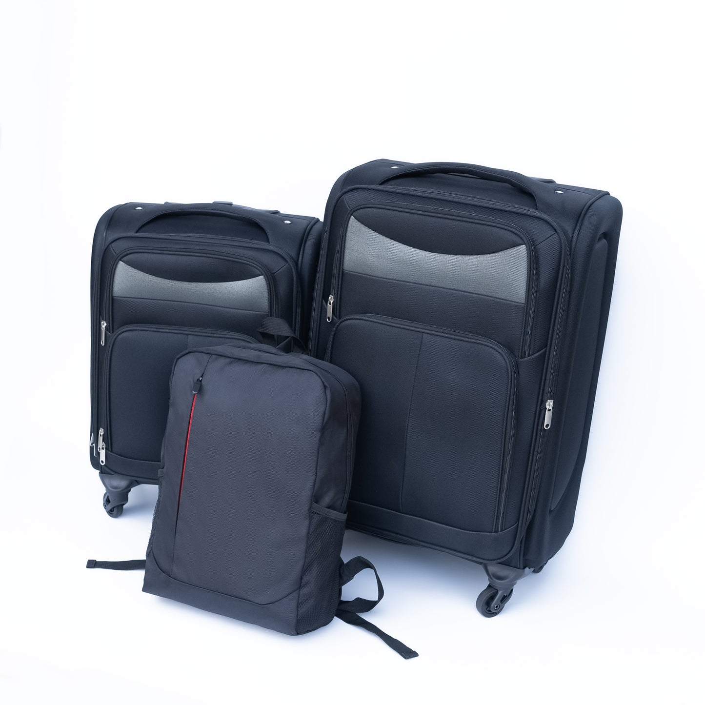 20 24  Travel Case Two-piece Suitcase Set Oxford Trolley Case Without Password Lock Universal Wheel   Oxford Cloth Backpack  BLACK