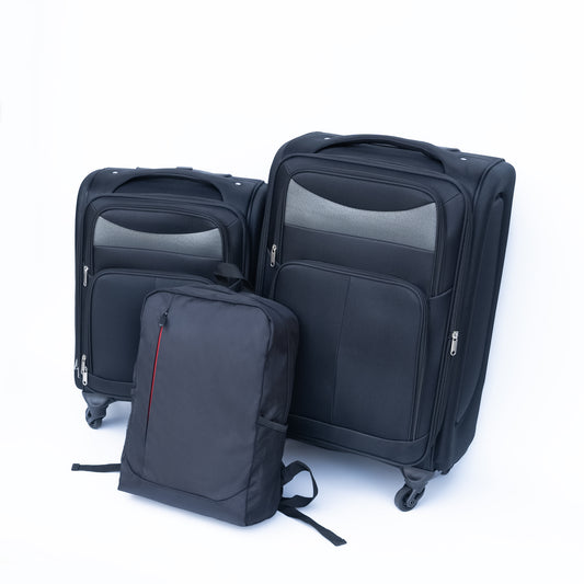 20 24  Travel Case Two-piece Suitcase Set Oxford Trolley Case Without Password Lock Universal Wheel   Oxford Cloth Backpack  BLACK