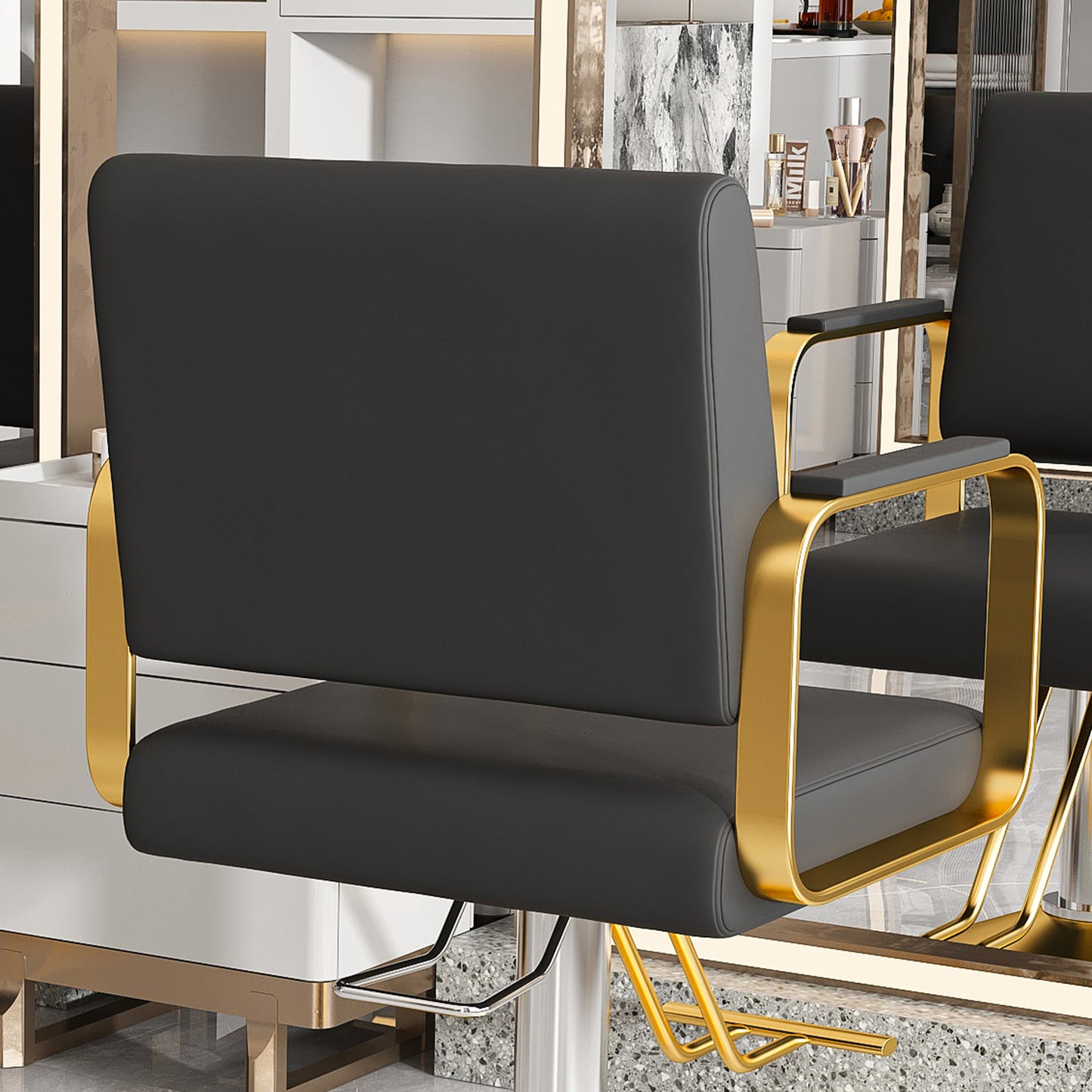 Hydraulic Salon Chair - 360 Swivel Barber Stylist Chair With Pump, Non-Tilting Hairdressing Chair For Hair Salons, Tattoo & Beauty Spa   Professional Stylist Equipment    Black  Gold     Single Pack
