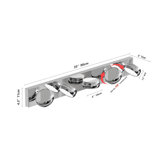 LED Vanity Lights 35in Bathroom Lights Fixtures Over Mirror 5 Light LED Lighting Fixture For Bathroom 18W Mirror Lighting Fixture Modern Bath Light Bar Chrome Bath