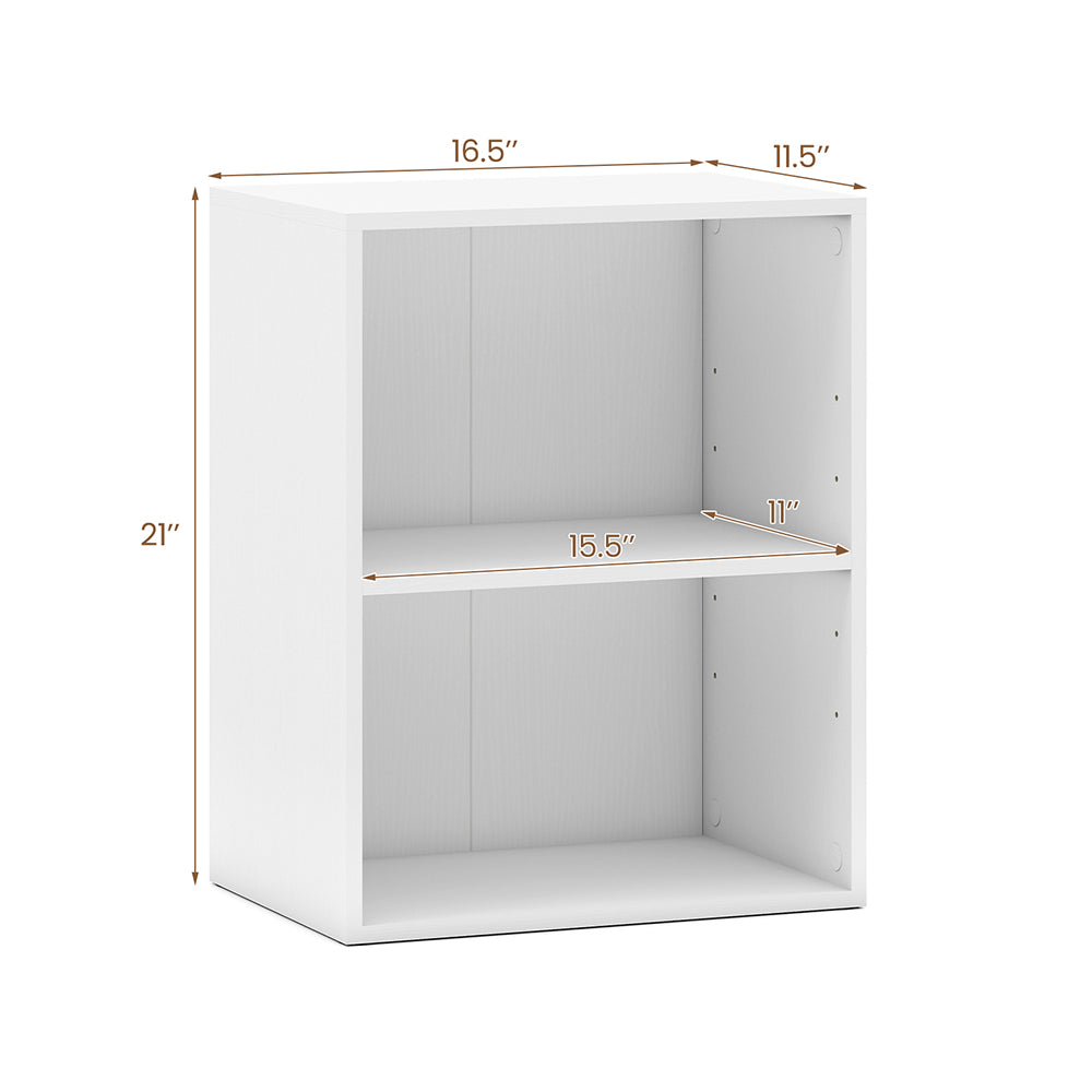 2-Cube Bookcase Floor Standing Open Bookshelf With 5-Position Adjustable Shelf