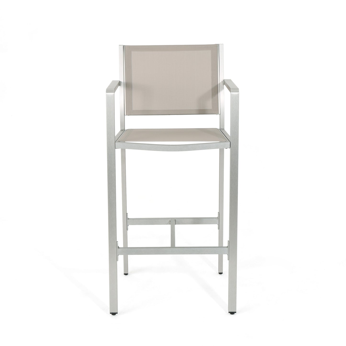 29.50  Barstools With Silver Rust Proof Aluminum Frame, Grey Mesh, Set Of 2