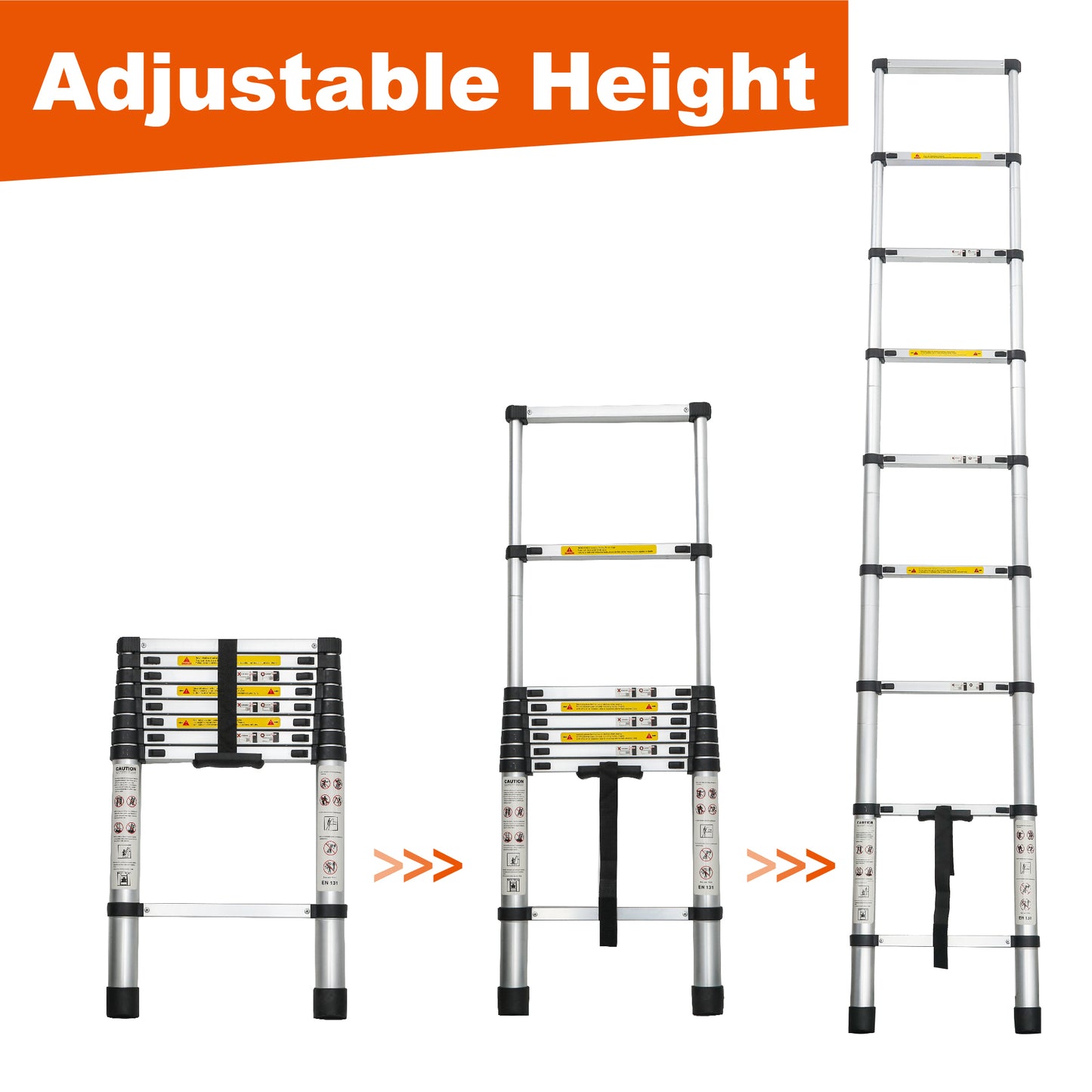 Telescoping Ladder 8.5FT, Telescopic Extension Ladder, Aluminum Alloy Folding Ladder Portable Multi-Purpose For Indoor Outdoor Work, Heavy Duty 300 Lbs Load
