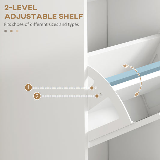Modern Shoe Storage Cabinet With 3 Flip Drawers For 15 Pairs, Narrow Shoe Organizer For Entryway, Hallway, White
