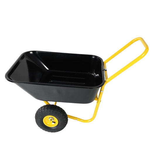 Two-wheeled Barrow, Garden Cart, 10-inch Pneumatic Wheels Yellow   Black