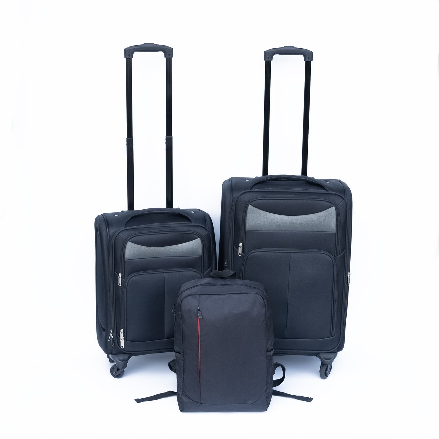 20 24  Travel Case Two-piece Suitcase Set Oxford Trolley Case Without Password Lock Universal Wheel   Oxford Cloth Backpack  BLACK