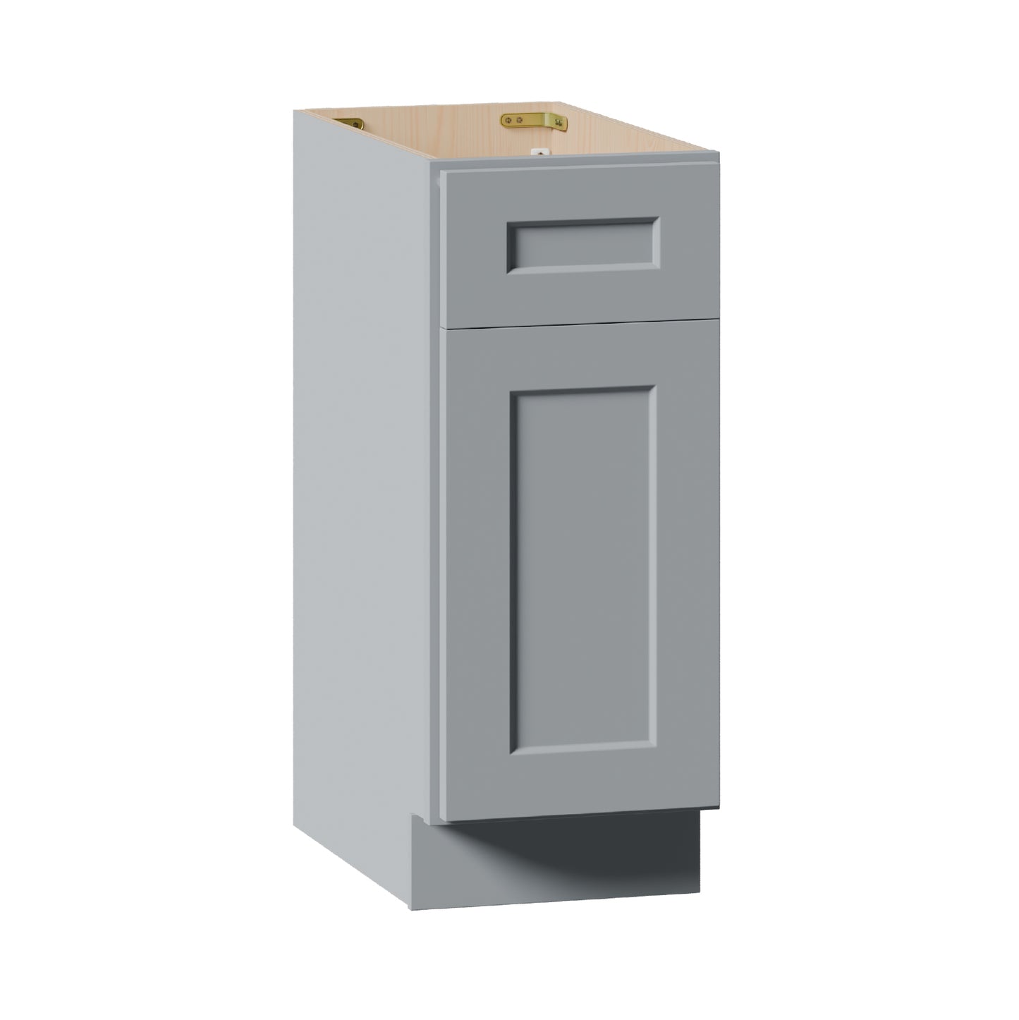 15  Gray Shaker Base Cabinet With Soft-Close Door,Drawer,Space-Saving Solid Wood Unit With Adjustable Shelf For Kitchen, Bath, Laundry, Garage  15 W X 24 D X 34.5 H