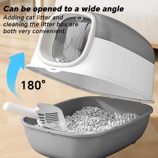 Antibacterial Odor-Lock Fully Enclosed Cat Litter Box, Anti-Splashing Easy Clean Pet Toilet For Kittens