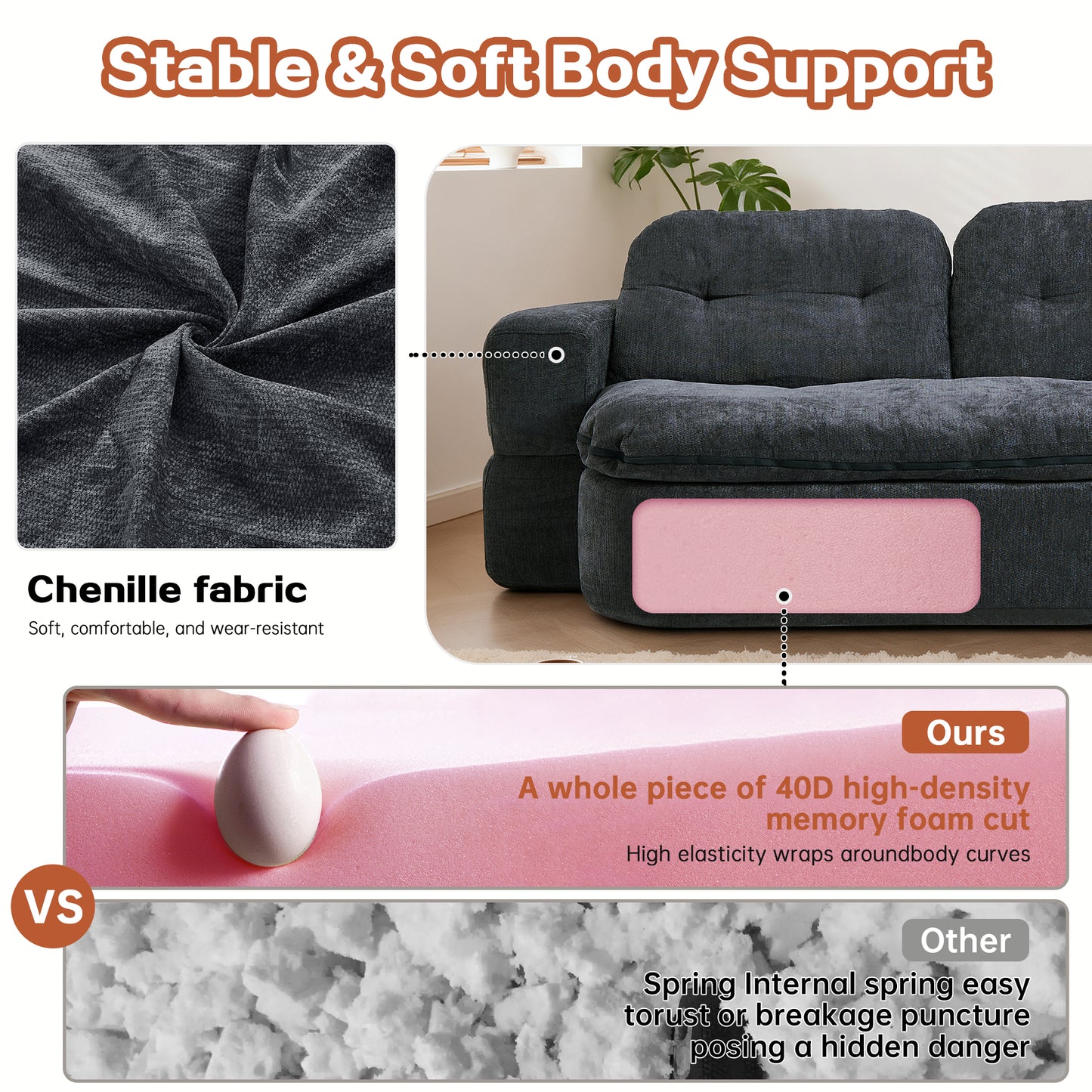 Modern Floor Sofa With 2 Pillows,Convertible Corduroy Fabric Foam-Filled Sleeper Sofa Bed, No Assembly Required,Convertible Sofa Cushion Unfolds Into Quilt,Folding Mattress For Living Room,Playroom
