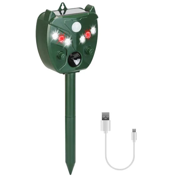 Ultrasonic Solar Animal Repeller Outdoor Mole Snake Squirrel Mouse Chaser Waterproof Bird Deer Dog Cat Deterrent With 5 Gears For Farm Garden Yard
