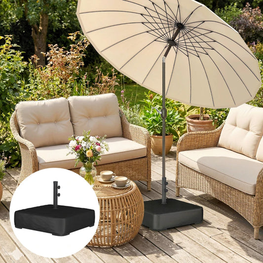 Garden Parasol Base 176 Lbs Sand Filled Heavy Duty Stand For Cantilever Umbrellas And 1.9 Poles Black