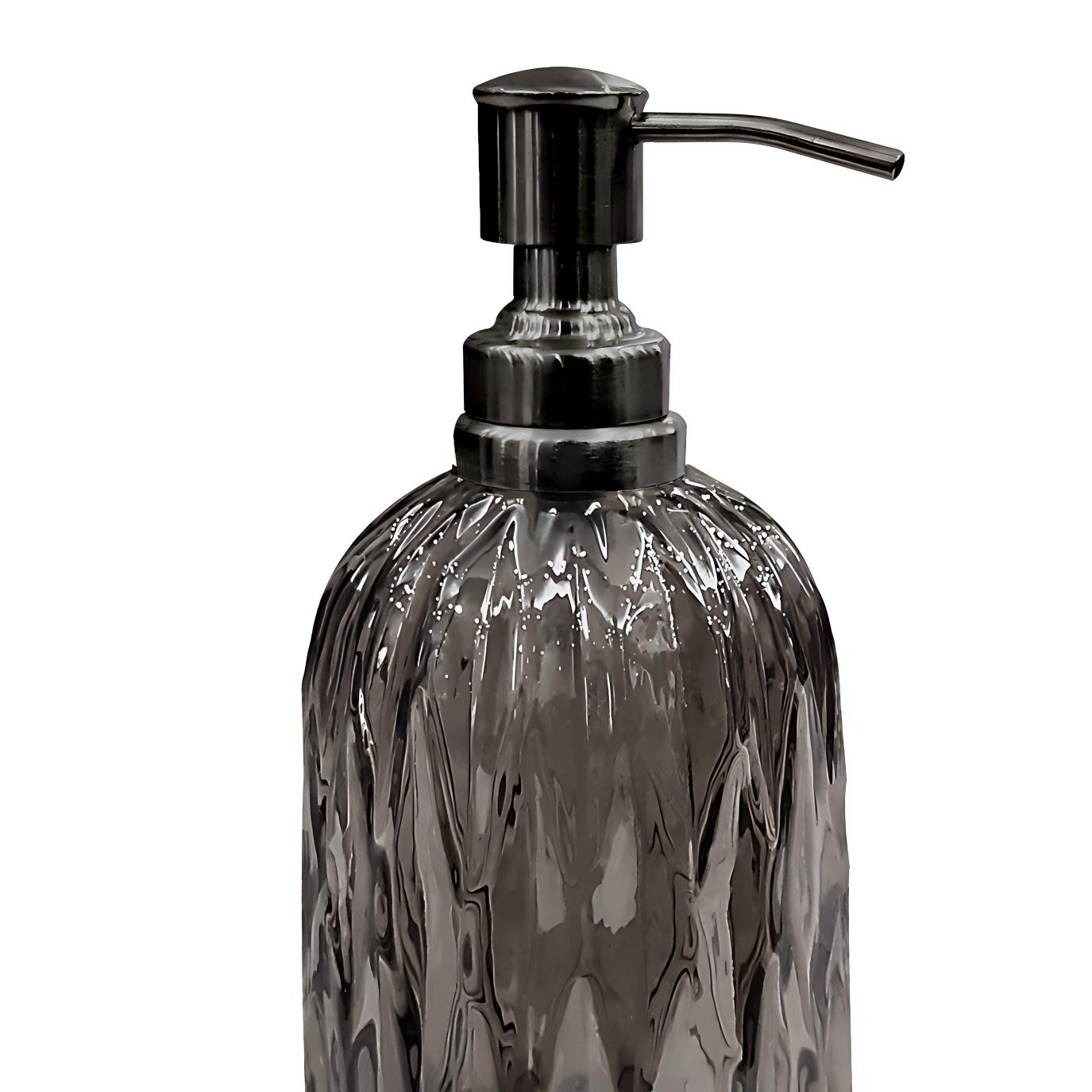 Glass Liquid Soap Dispenser Pump Bottle  Bathroom Vanity & Kitchen Sink,Holds Soap,Lotion & Sanitizer  Smoke