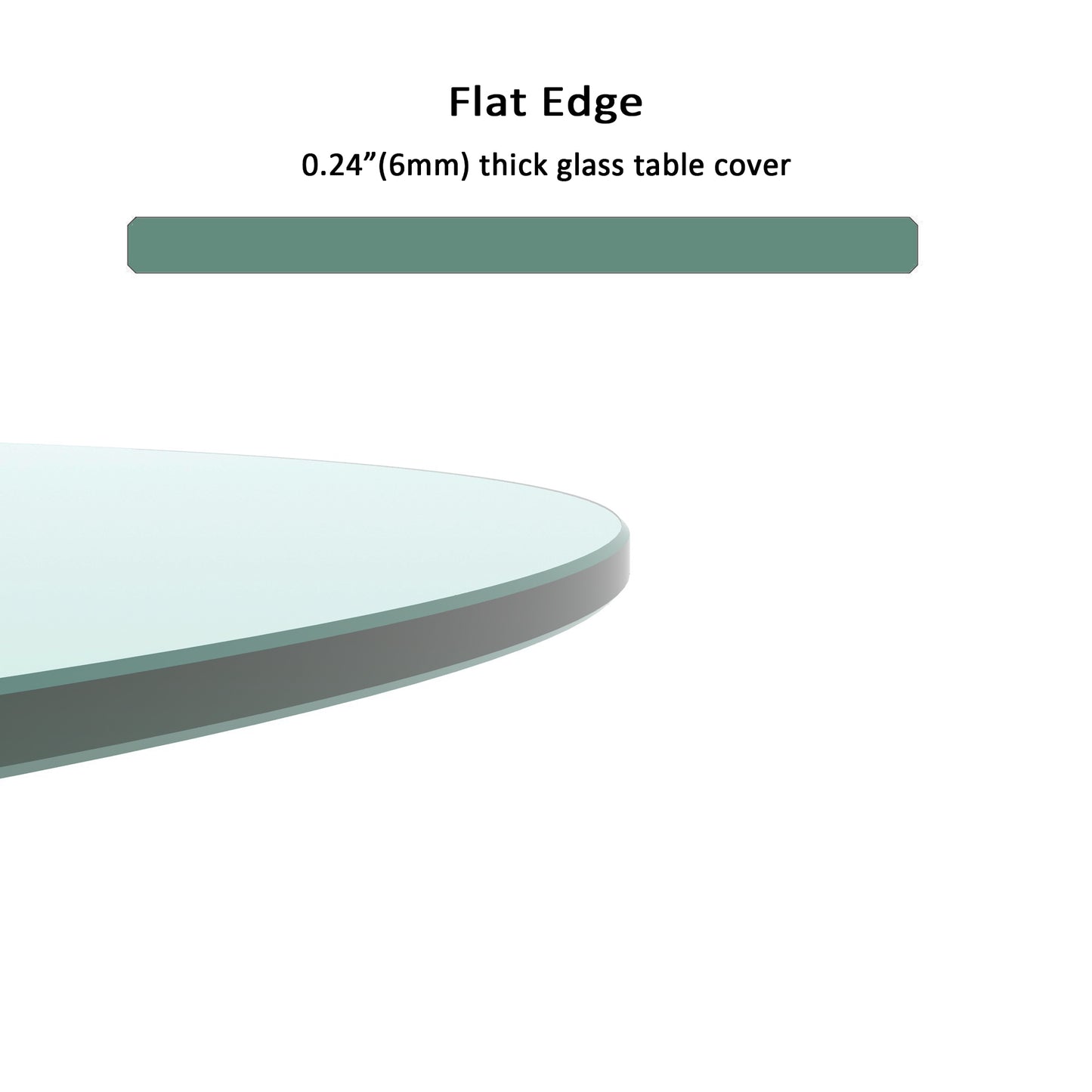 24  Inch Round Tempered Glass Table Top Clear Glass 0.25 Inch Thick Flat Polished Edge