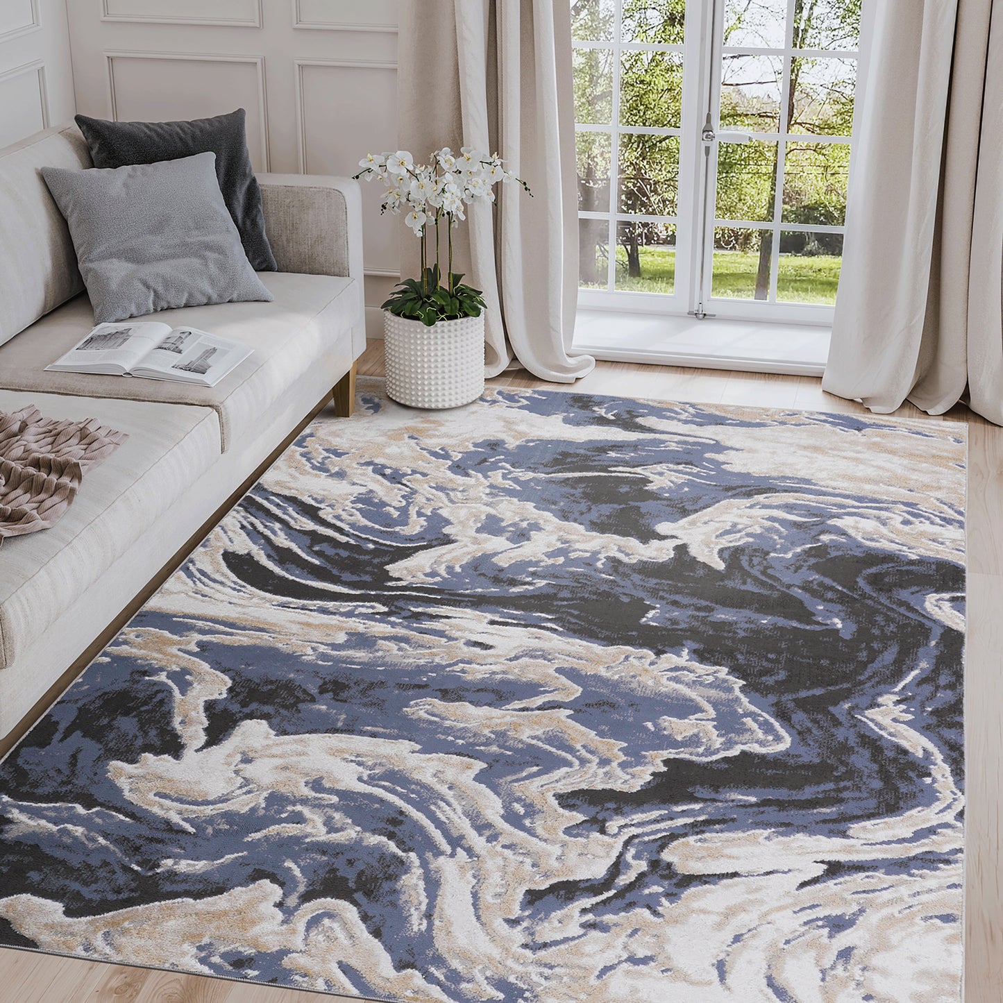 PAYAS  6X9 L.Blue  Abstract Area Rug