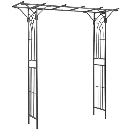 Garden Trellis Arch 82inch Steel Elegant Scrollwork For Weddings & Gardens Brown