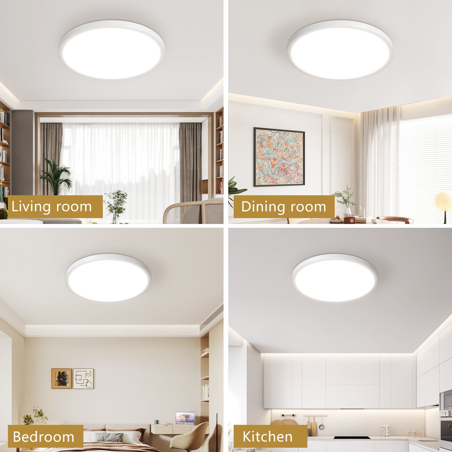 6PK 12 In. LED Flush Mount Ceiling Light Fixture - 2880 Lumens, 5 CCT 2700K-500K-40000K-5000K-6500K, Round Color Selectable Panel Light, Dimmable, Suitable For Bathroom Or Shower